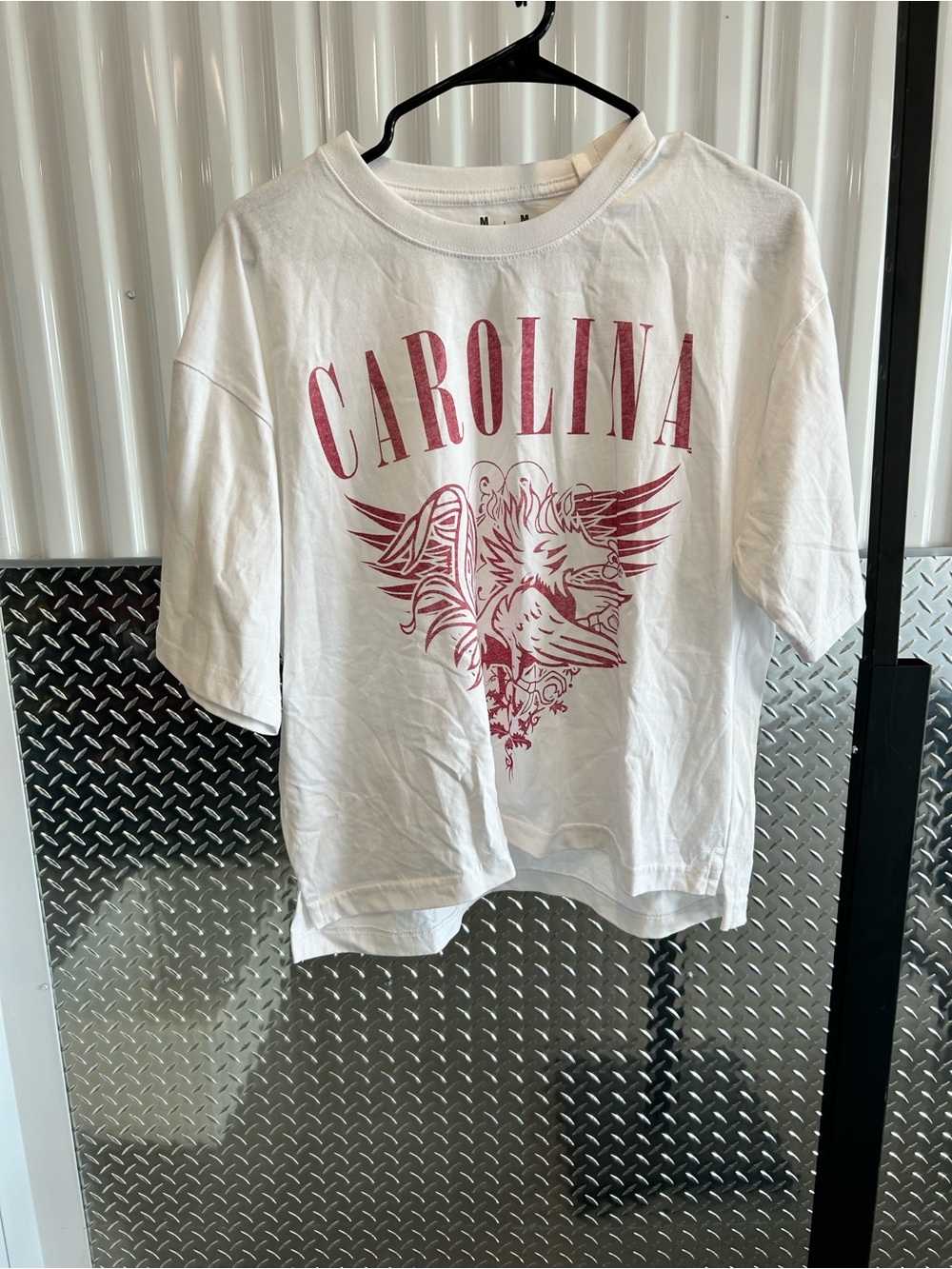 Pressbox White Tee with Red Carolina Graphic